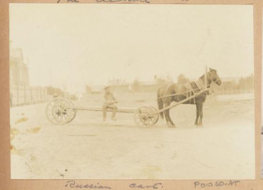 Man with horse and cart in Russia
