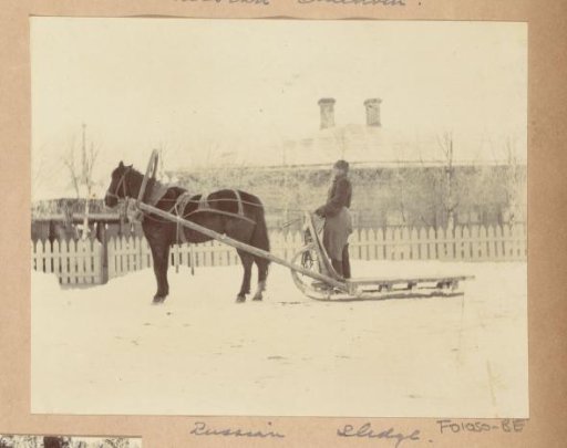 Man on a horse sleigh in Russia