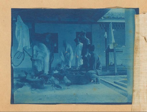 Vendors on a veranda in the Dutch East Indies