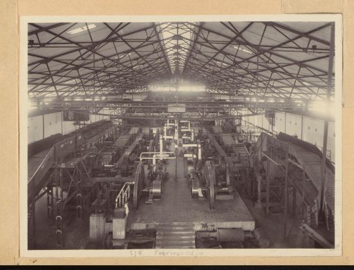Factory hall, presumably the interior of a sugar factory in Purworejo