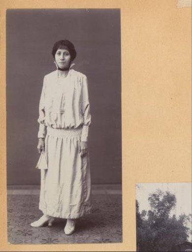 Portrait of a young woman in a blouse and skirt in the Dutch East Indies