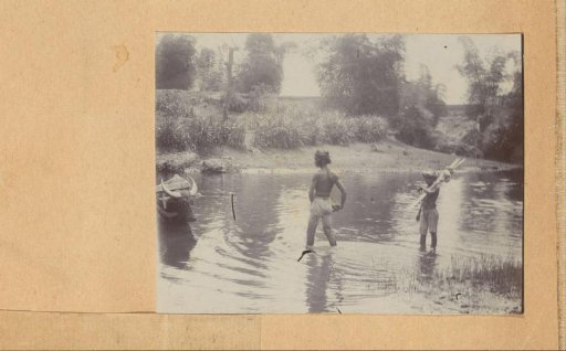 Boys with a water buffalo in the Dutch East Indies