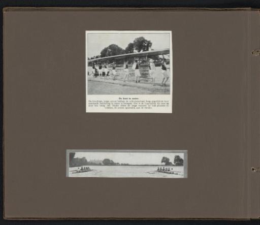 Two newspaper clippings with an image of rowing crew Jonge Acht