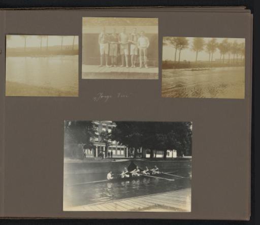 Four photos of rowing crew Jonge Vier