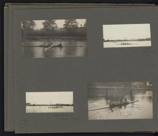 Four Photos of Various Rowing Crews in Action