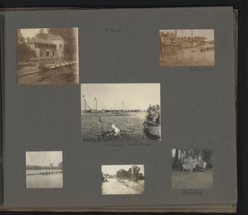 Six Photos of Various Rowing Crews During the Varsity and the Hollandia and a Group Portrait at the Wijkerbrug