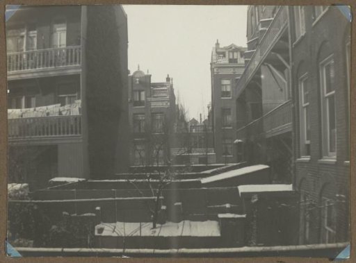 View of rear facades and gardens from Eerste Helmersstraat 110 in Amsterdam