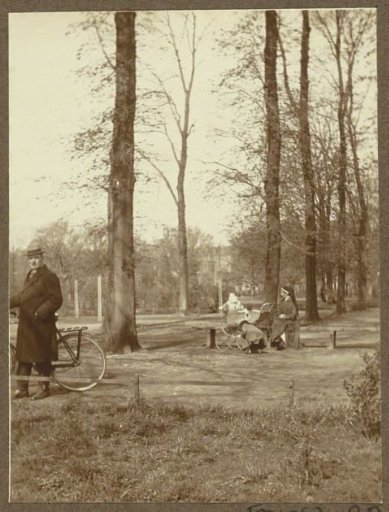 People in the Amsterdam Vondelpark including a nun with children