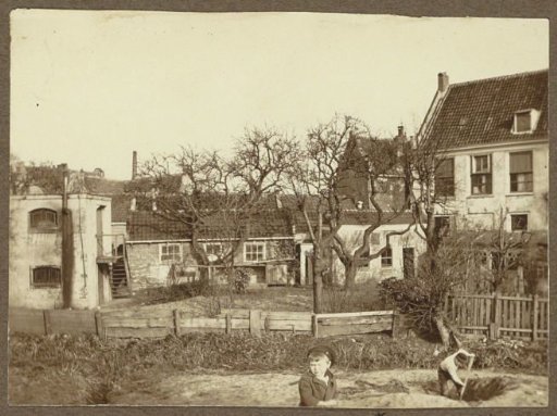 Houses near a mill on the Baarsjes in Amsterdam