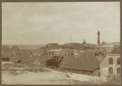 View of Egmond aan Zee from the dunes with lighthouse J.C.J. van Speijk on the right