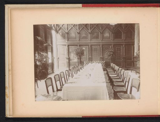 A set table in a dining room