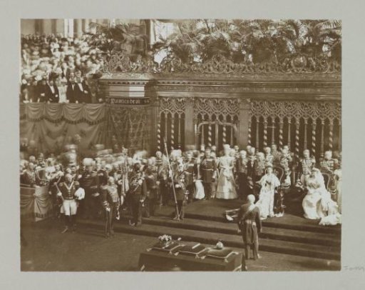 Inauguration ceremony of Wilhelmina in the Nieuwe Kerk in Amsterdam