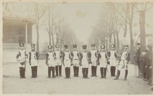 Men in historical military uniforms on the occasion of the independence celebrations in Dordrecht