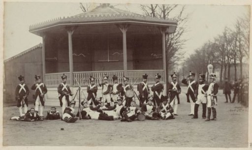 Men in historical military uniforms on the occasion of the independence celebrations in Dordrecht