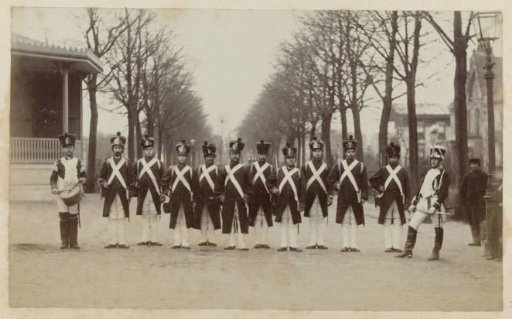 Men in historical military uniforms on the occasion of the independence celebrations in Dordrecht