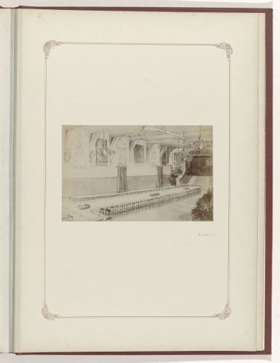Photoreproduction of a drawing of the interior of the Ridderzaal in the Town Hall in Haarlem
