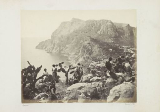 Two women on a rocky coast with cacti on Capri