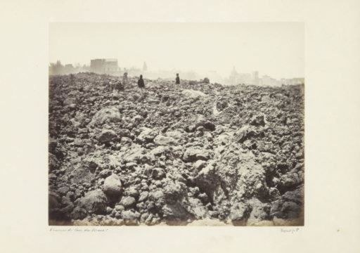 Two Men Walking on Lava of Vesuvius near Naples