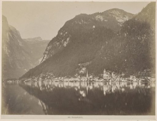 View of Hallstatt with lake and surrounding mountains