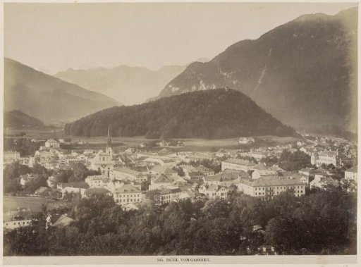 View of Ischl and surrounding mountains from the Gassner