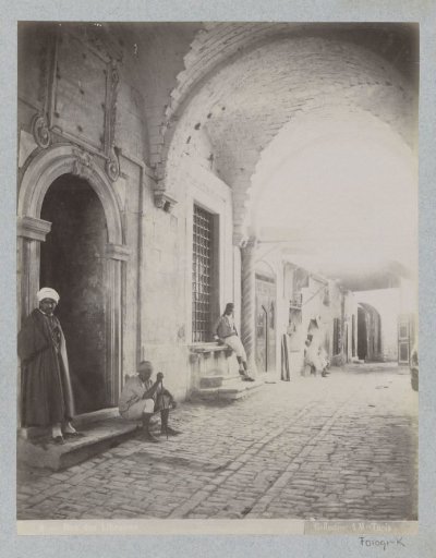 Street with bookshops and booksellers in Tunis