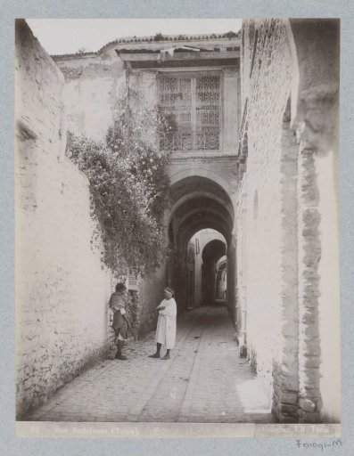 Two men talking in the Rue Andalouse in Tunis