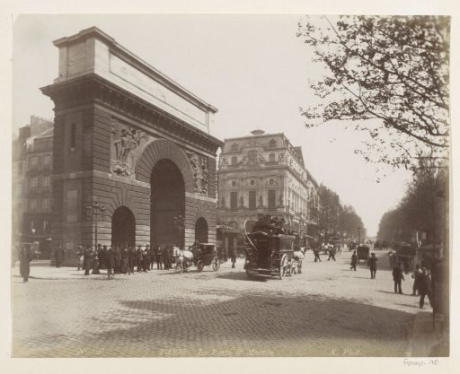 Porte Saint-Martin in Paris with the Boulevard Saint-Martin on the right