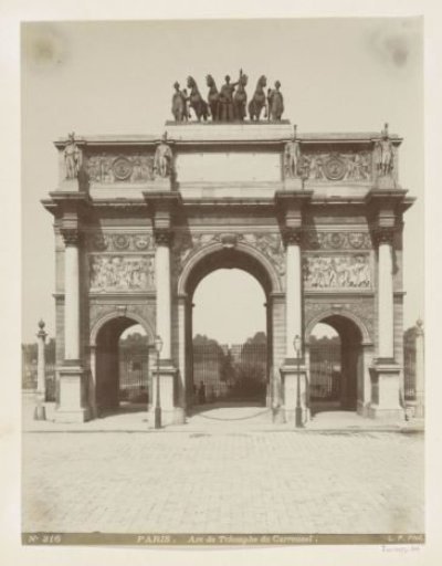 The Arc de Triomphe du Carrousel in Paris, seen towards the Jardin des Tuileries