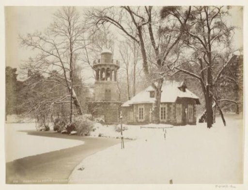 Tour de Marlborough in the snow-covered gardens of Petit Trianon