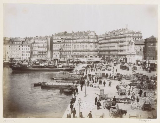 Quay with loading and unloading activities in the port of Marseille