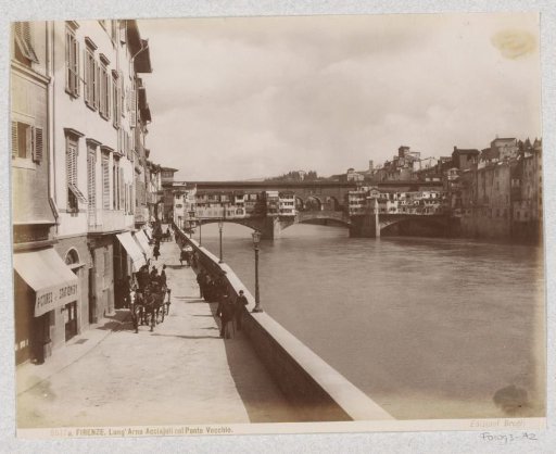 View of the Ponte Vecchio in Florence with Lungarno degli Acciaiuoli on the left