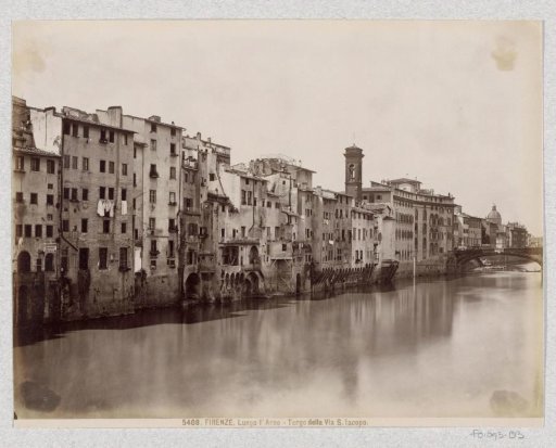Rear of the houses on Via S. Jacopo in Florence, seen from the Ponte Vecchio