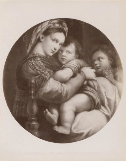 Photographic reproduction of the painting 'Madonna della Seggiola' by Raphael