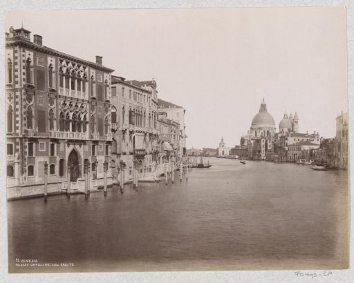 Grand Canal in Venice with the Palazzo Cavalli to the left and the Basilica of Santa Maria della Salute to the right