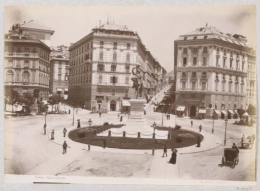 Piazza Corvetto in Genoa with the statue of King Victor Emmanuel II in the middle