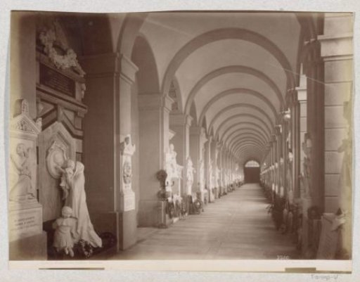Interior of a gallery on the Staglieno cemetery in Genoa