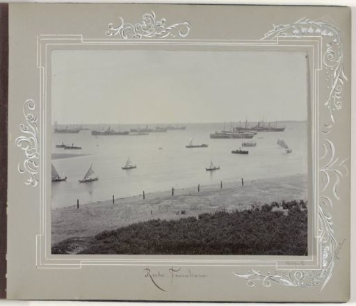 Ships and sailing boats on the roadstead of Surabaya