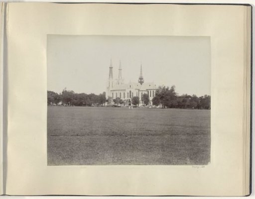 Roman Catholic church at the Waterlooplein in Weltevreden, with a lawn in front