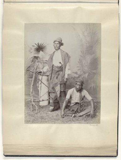 Portrait of two Indonesian men in an oriental setting