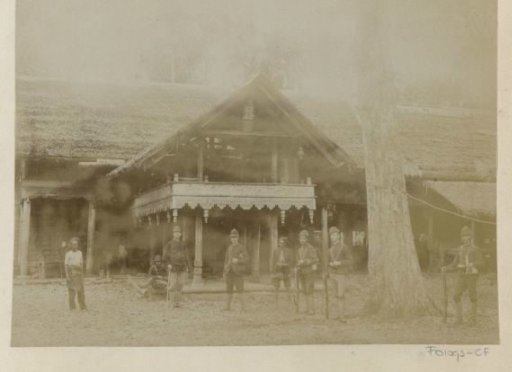 Dutch soldiers in front of a building in the Dutch East Indies