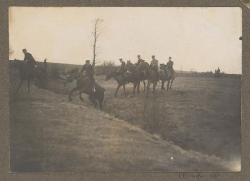 Equestrian scene at the Royal Gamekeeper's Lodge Het Loo: riders taking a ditch in a meadow