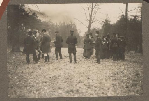 Equestrian scene at the Royal Woodlands of Het Loo: riders eating and drinking in a wood