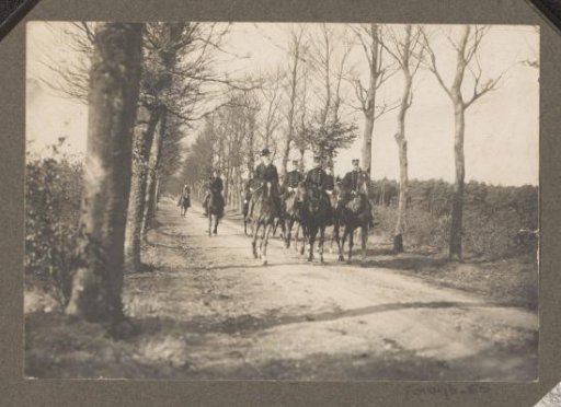 Equestrian scene at the Royal Forest Management Het Loo: riders on a country road