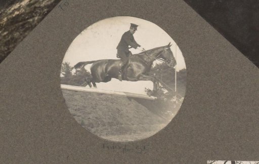 Equestrian scene at the Royal Forestry Department Het Loo: rider taking an obstacle