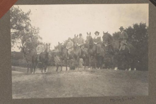 Equestrian scene at the Royal Forest Estate Het Loo: group of riders on a slope