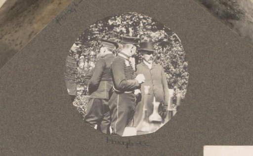 Equestrian scene at the Royal Forest Estate Het Loo: group of uniformed men