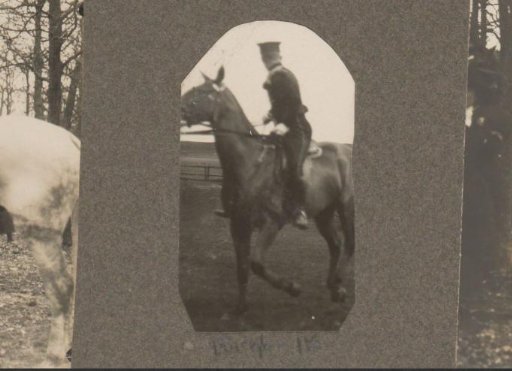 Equestrian scene at the Royal Forestry Het Loo: man on horseback, looking back