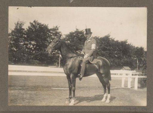 Equestrian scene at the Royal Forestry Het Loo: man on horseback on a lawn