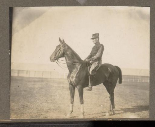 Equestrian scene at the Royal Gamekeeper's Lodge Het Loo: uniformed man on horseback on a racecourse