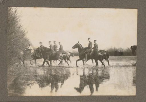 Equestrian scene at the Royal Gamekeeper's Lodge Het Loo: riders crossing a body of water